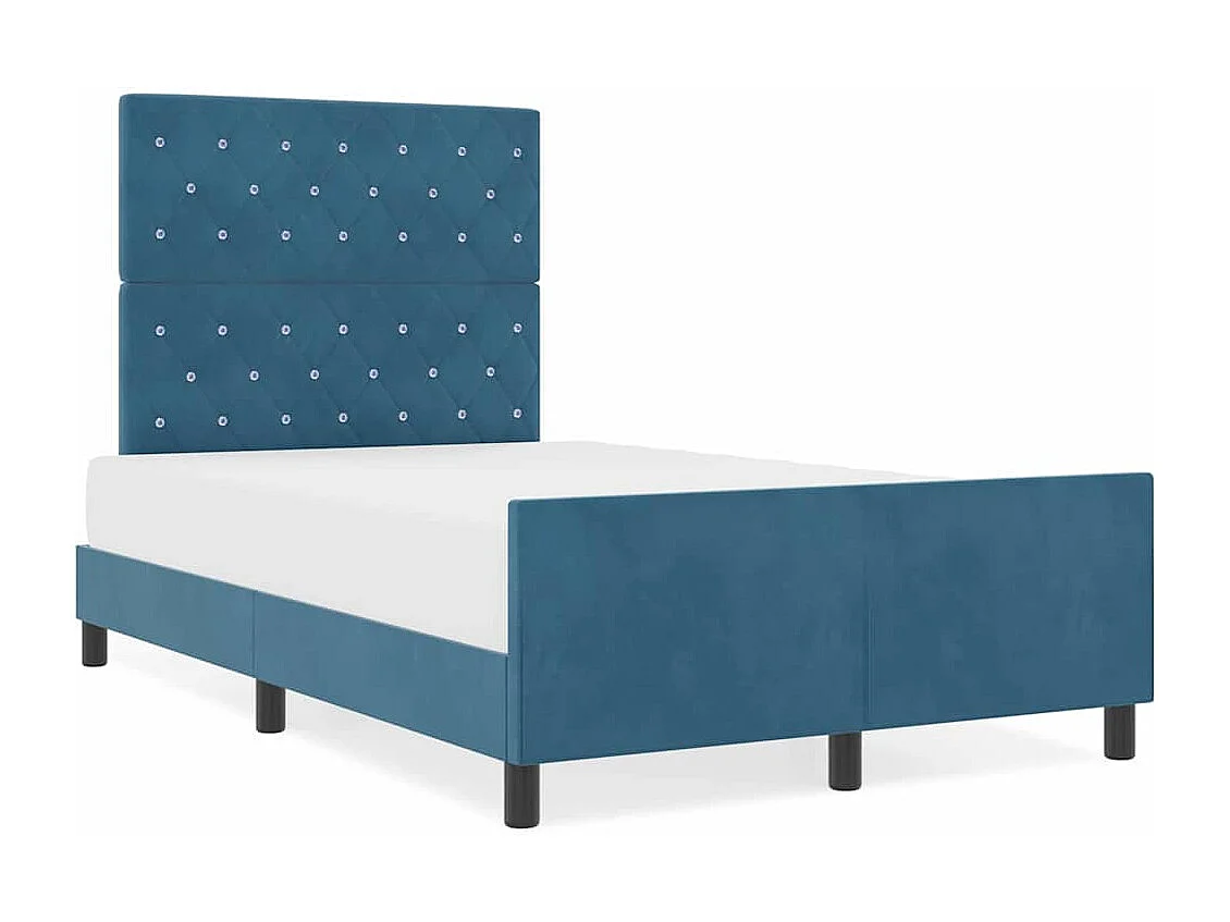 Lit simple | Lit adulte, enfant | Cadre de lit avec tête de lit Bleu foncé 120x190 cm Velours