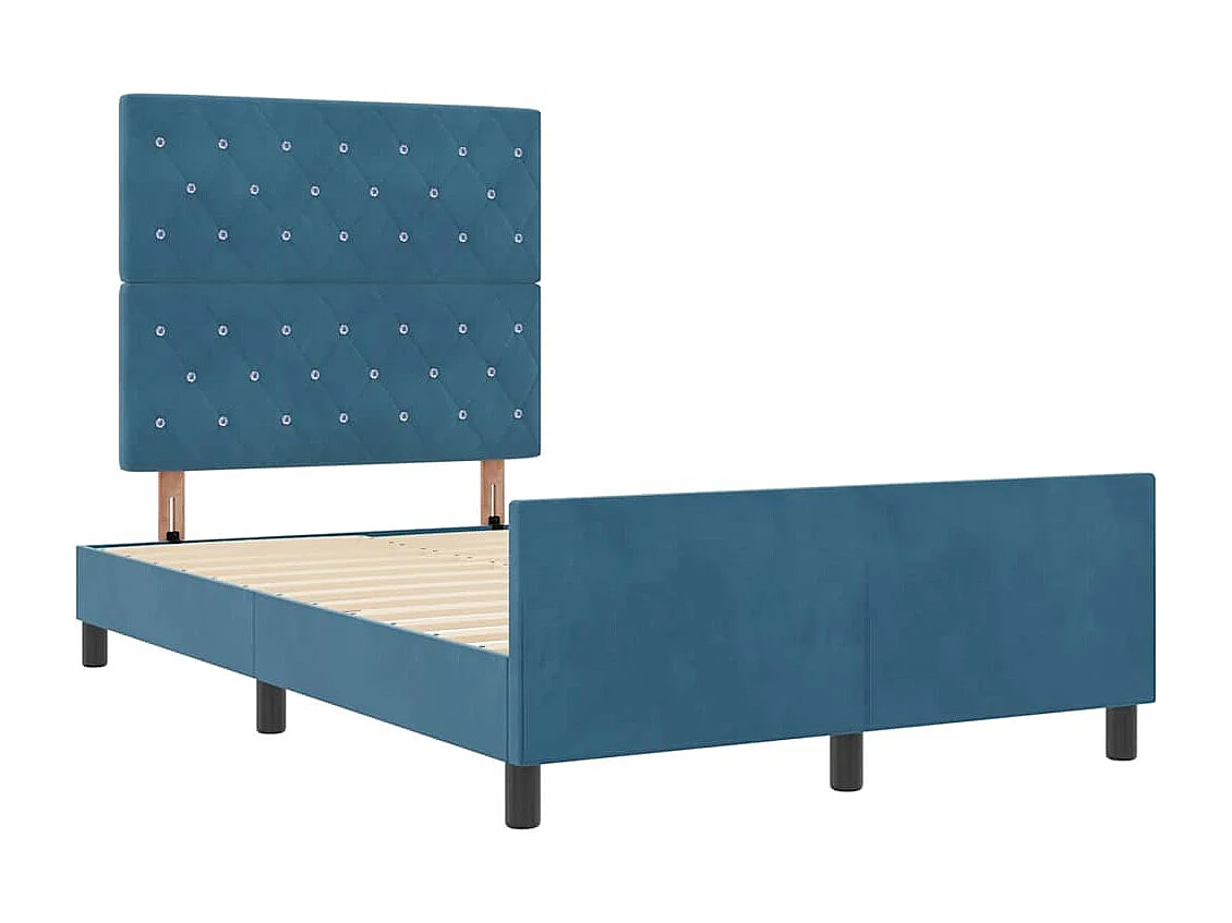 Lit simple | Lit adulte, enfant | Cadre de lit avec tête de lit Bleu foncé 120x190 cm Velours