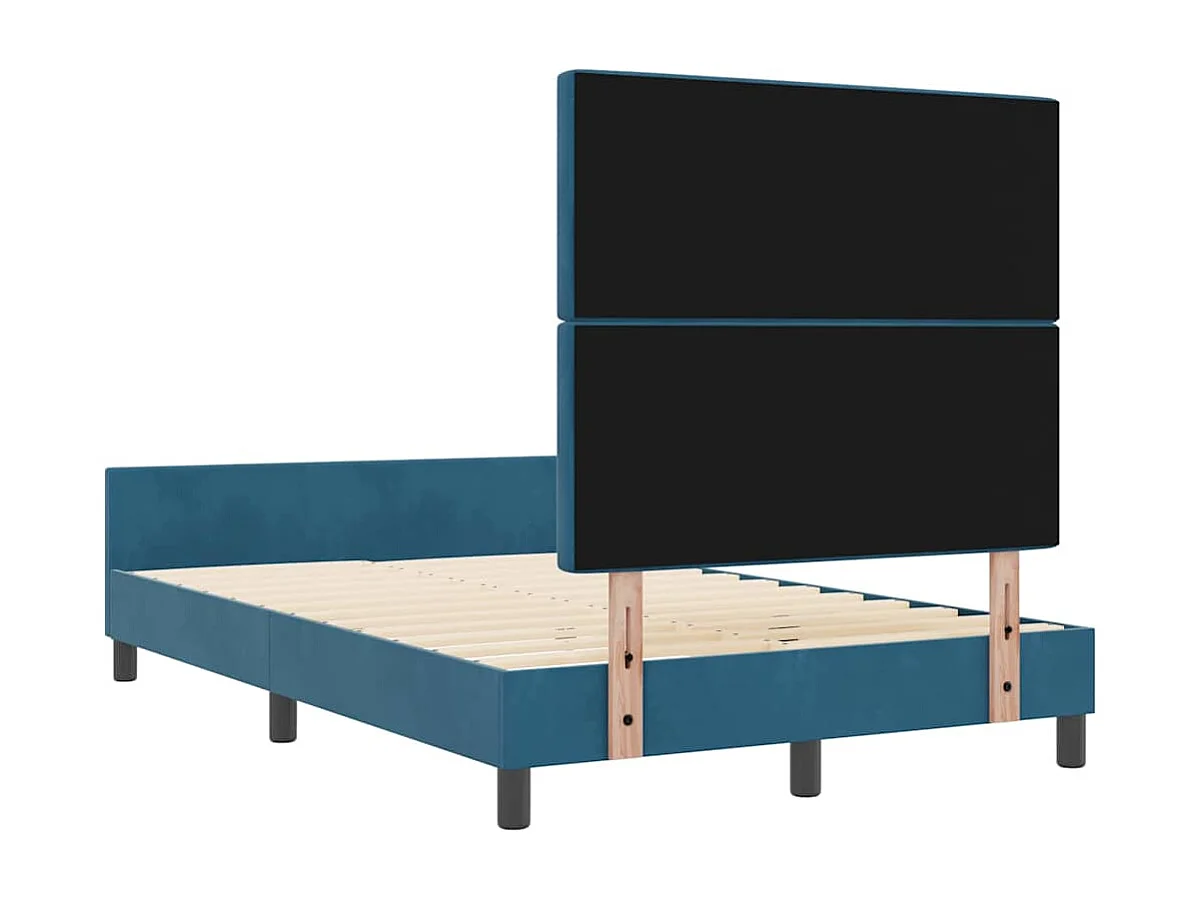 Lit simple | Lit adulte, enfant | Cadre de lit avec tête de lit Bleu foncé 120x190 cm Velours