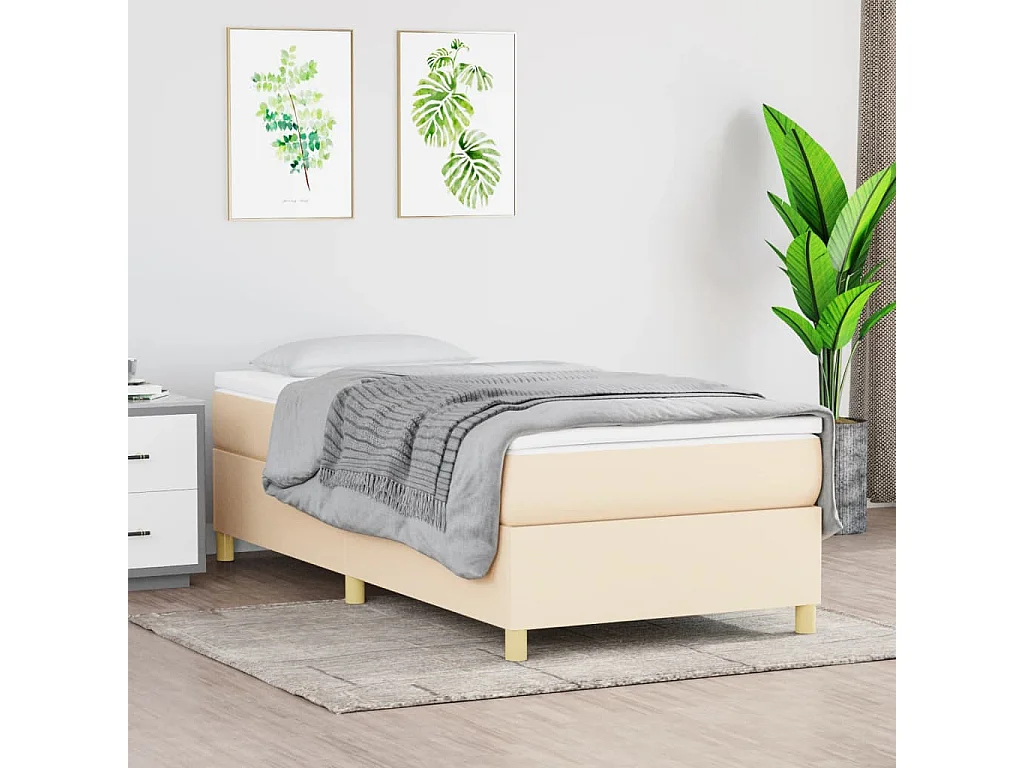 Lit simple | Lit adulte, enfant | Cadre de lit crème 80x200 cm tissu