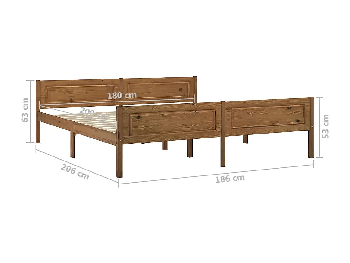 Lit double | Lit adulte | Cadre de lit pin massif marron miel 180x200 cm