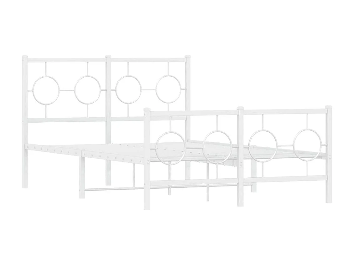 Lit simple | Lit adulte, enfant | Cadre de lit métal et pied de lit blanc 120x200 cm