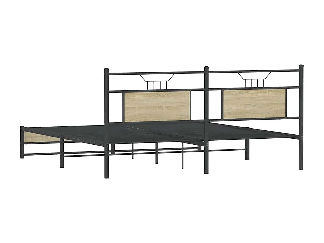 Lit double | Lit adulte | Cadre de lit en métal chêne sonoma 183x213 cm