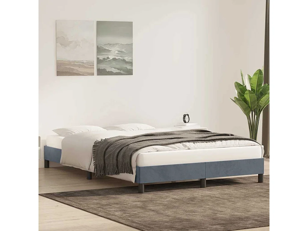 Lit double | Lit adulte | Cadre de lit gris foncé 160x210 cm velours