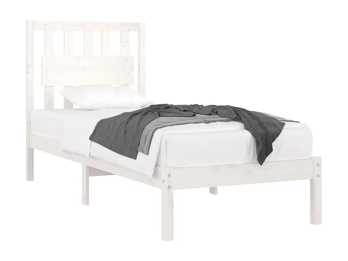 Lit simple | Lit adulte, enfant | Cadre de lit blanc bois massif 90x200 cm