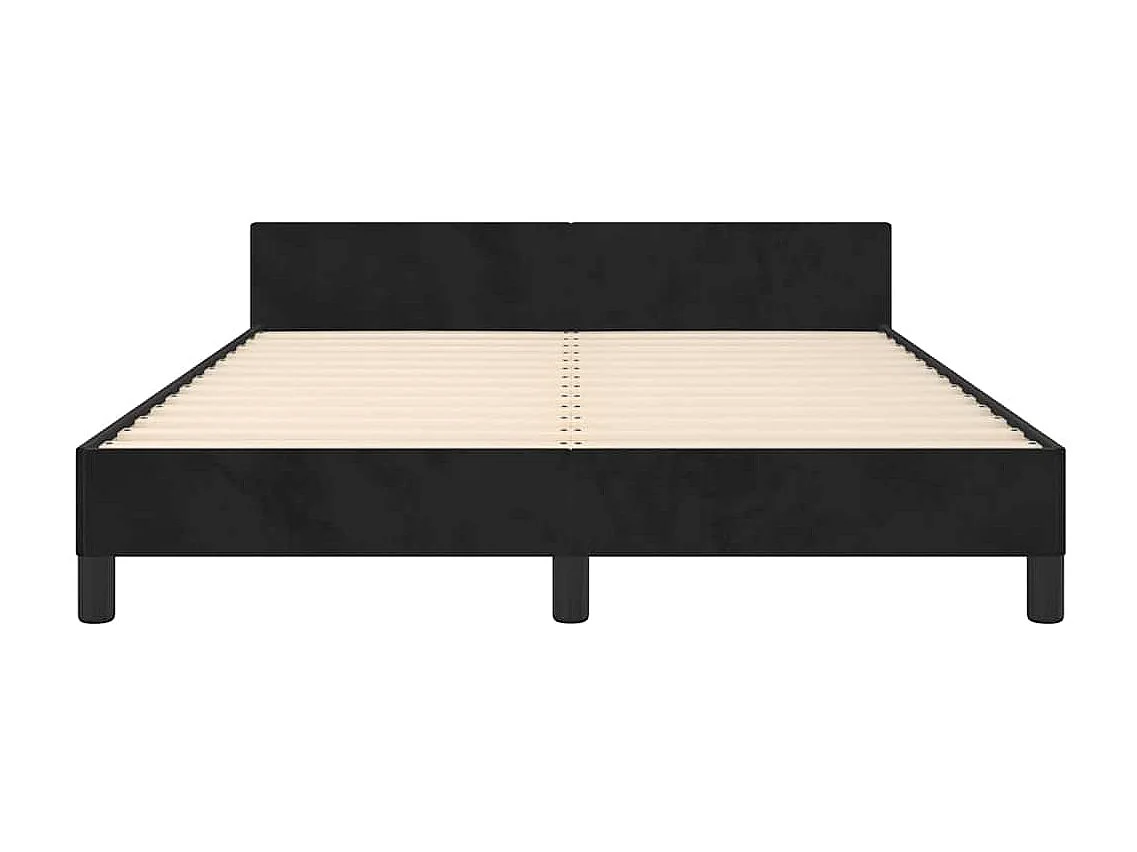 Lit double | Lit adulte | Cadre de lit noir 140x190 cm velours