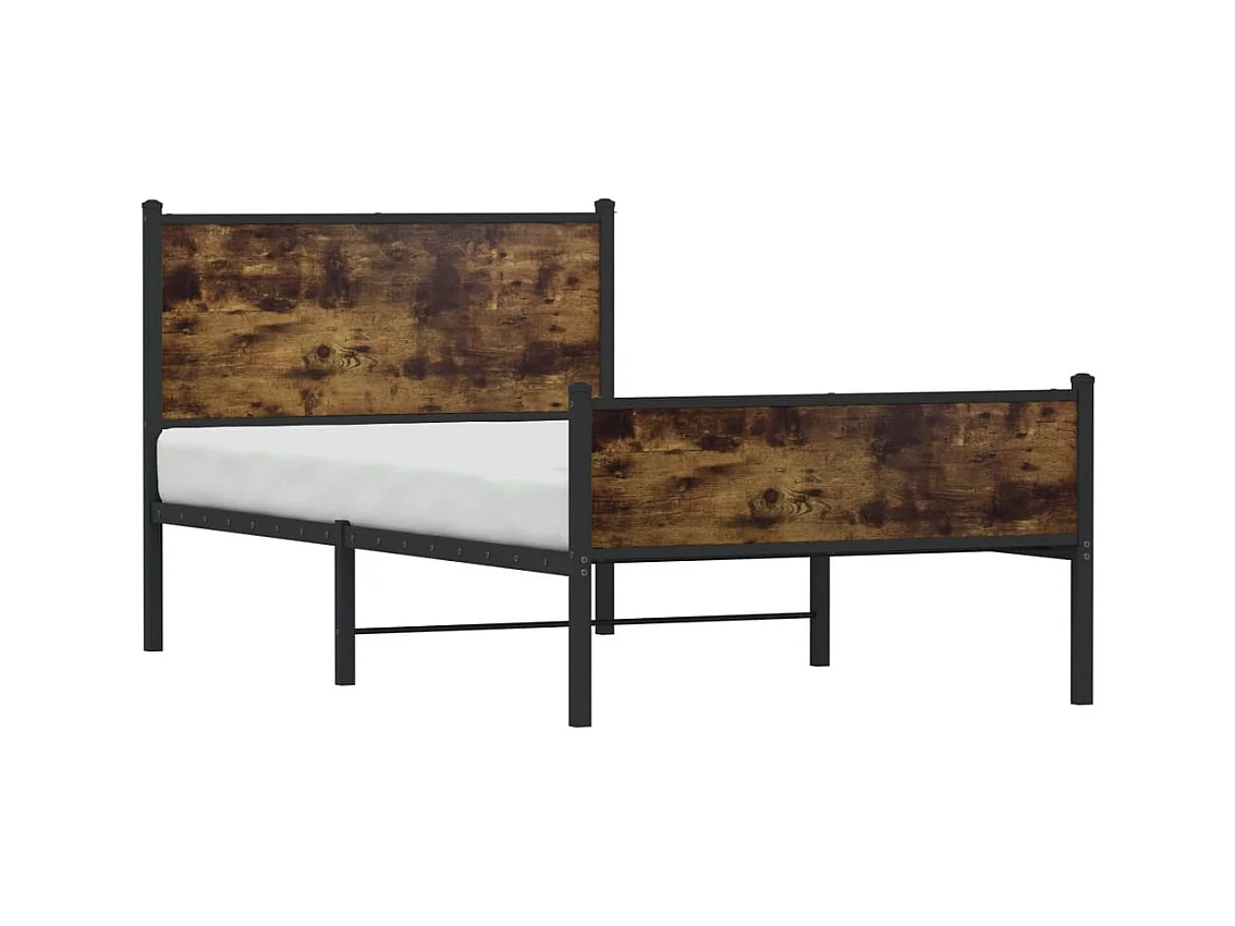 Lit simple | Lit adulte, enfant | Cadre de lit en métal chêne fumé 100x190 cm