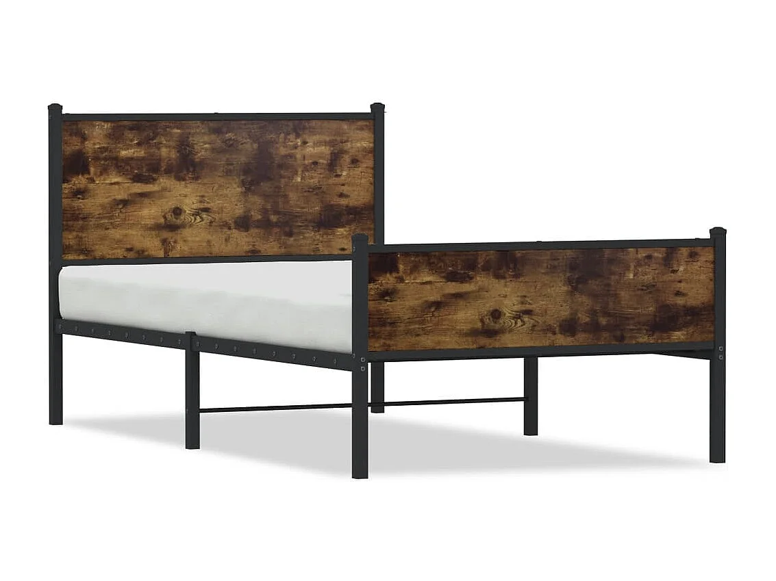 Letto per adulti | Letto singolo | Giroletto senza Materaso in Metallo Rovere Fumo 100x190 cm