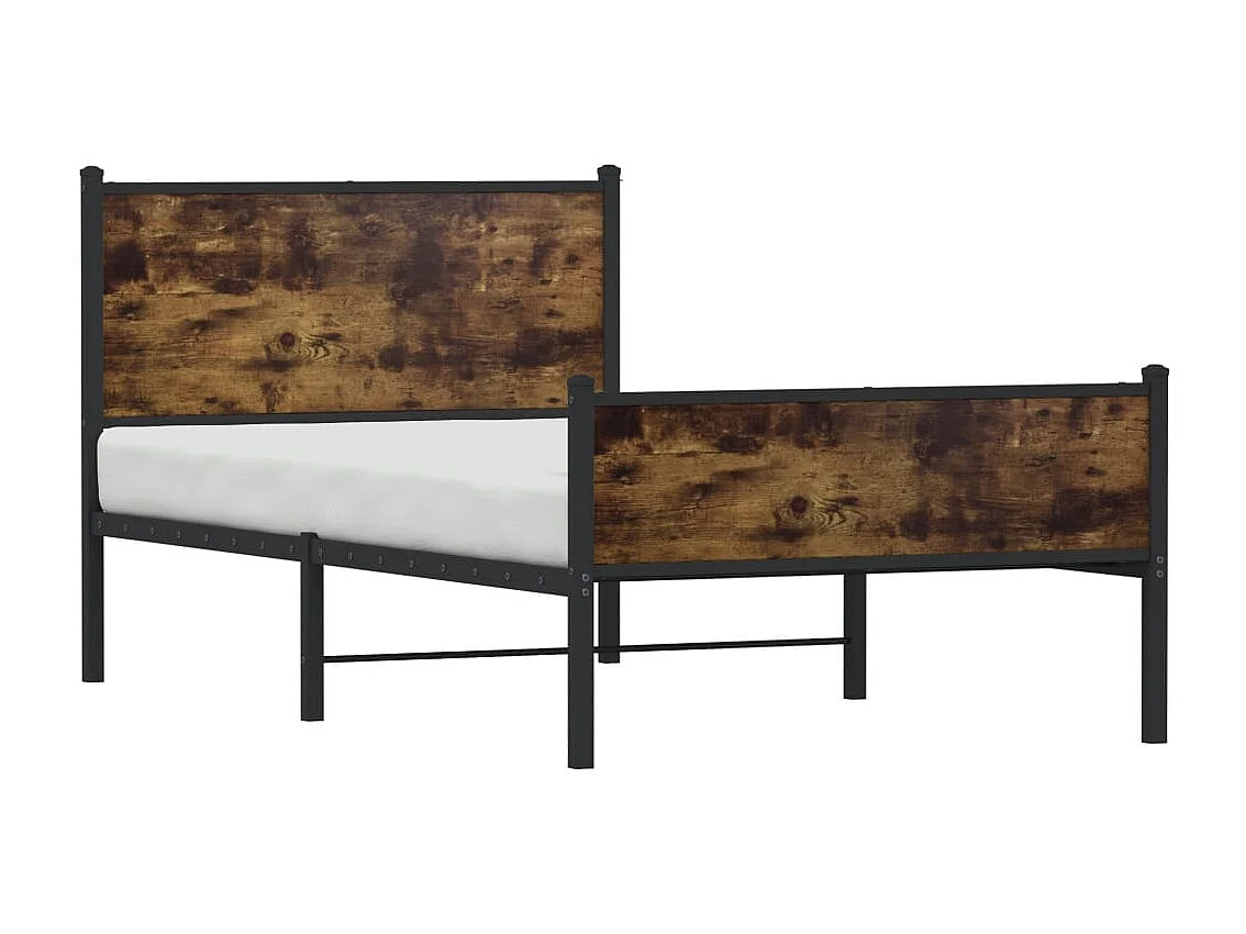 Letto per adulti | Letto singolo | Giroletto senza Materaso in Metallo Rovere Fumo 100x190 cm