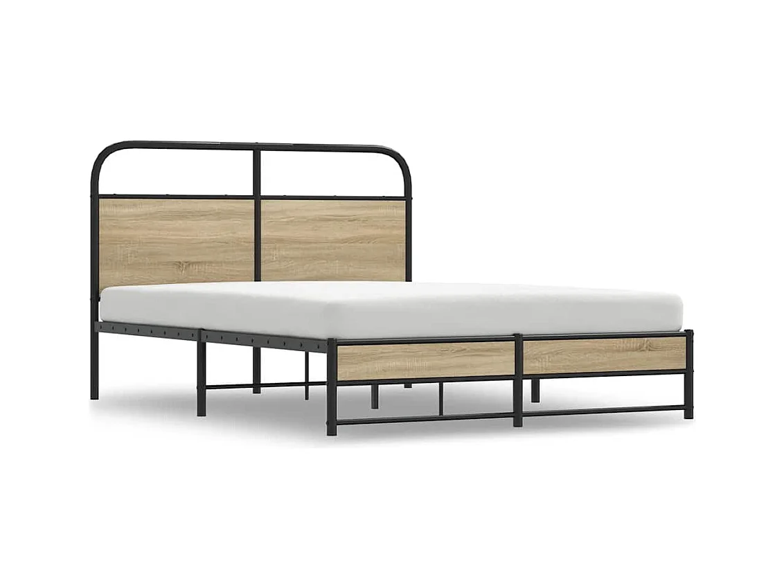 Lit double | Lit adulte | Cadre de lit 140x190 cm chêne fumé bois ingénierie