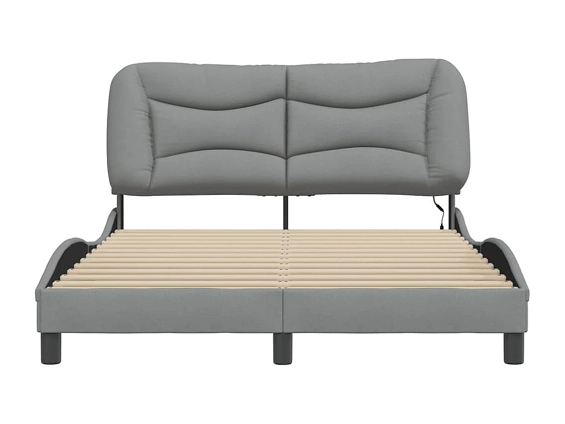 Lit double | Lit adulte | Cadre de lit avec LED gris clair 140x190 cm tissu