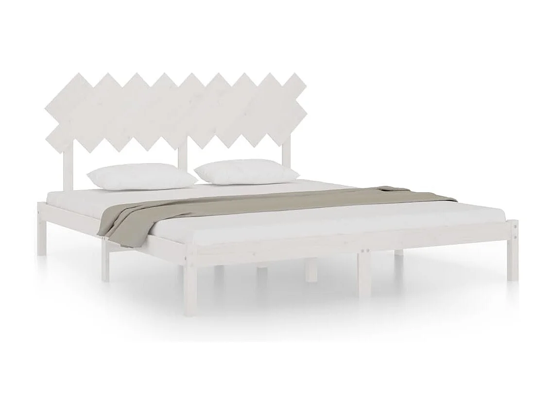 Lit double | Lit adulte | Cadre de lit blanc 180x200 cm bois massif