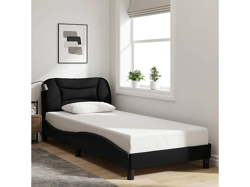 Lit simple | Lit adulte, enfant | Cadre de lit noir 90x200 cm tissu