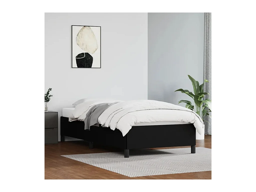 Lit simple | Lit adulte, enfant | Cadre de lit noir 90x190 cm similicuir