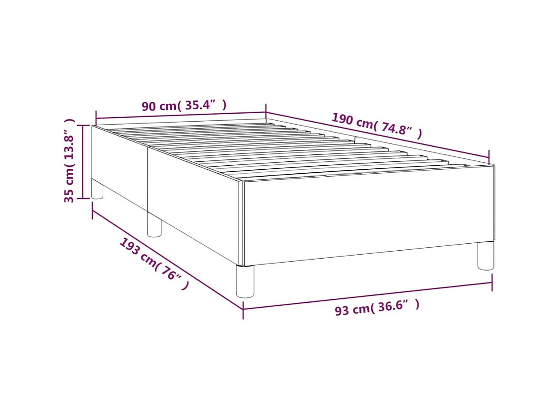 Lit simple | Lit adulte, enfant | Cadre de lit noir 90x190 cm similicuir