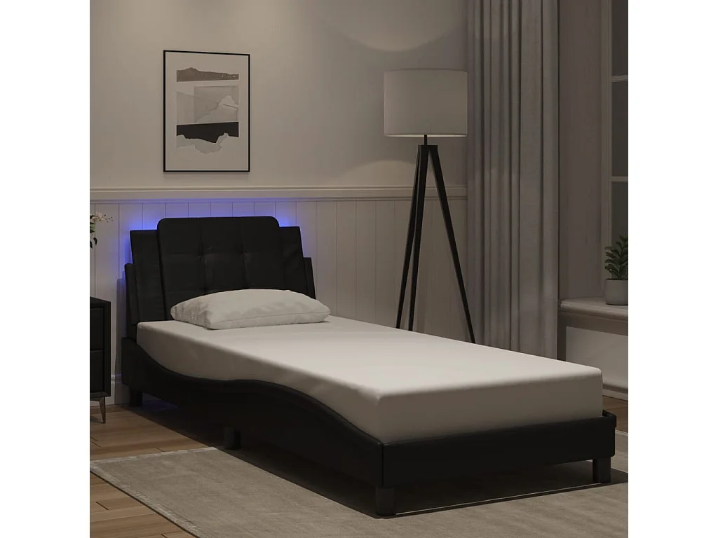 Lit simple | Lit adulte, enfant | Cadre de lit avec LED noir 80x200 cm