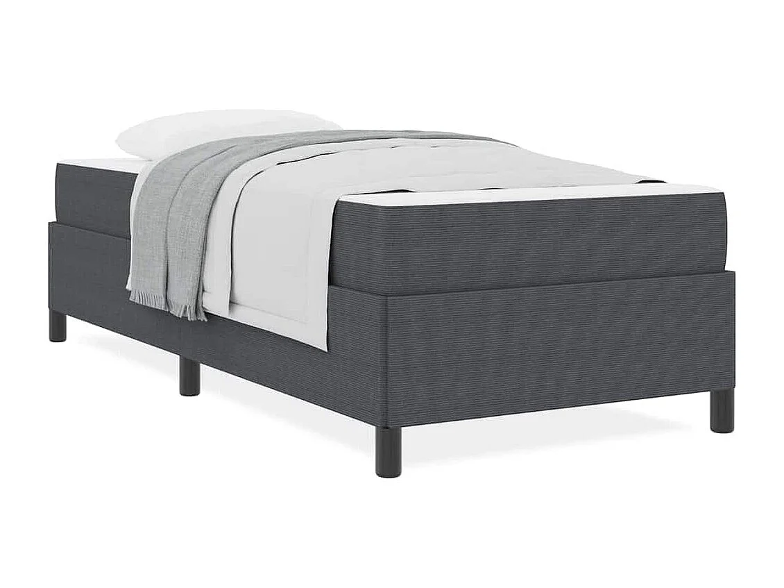 Lit simple | Lit adulte, enfant | Cadre de lit Gris foncé 90x200 cm Tissu en velours côtelé