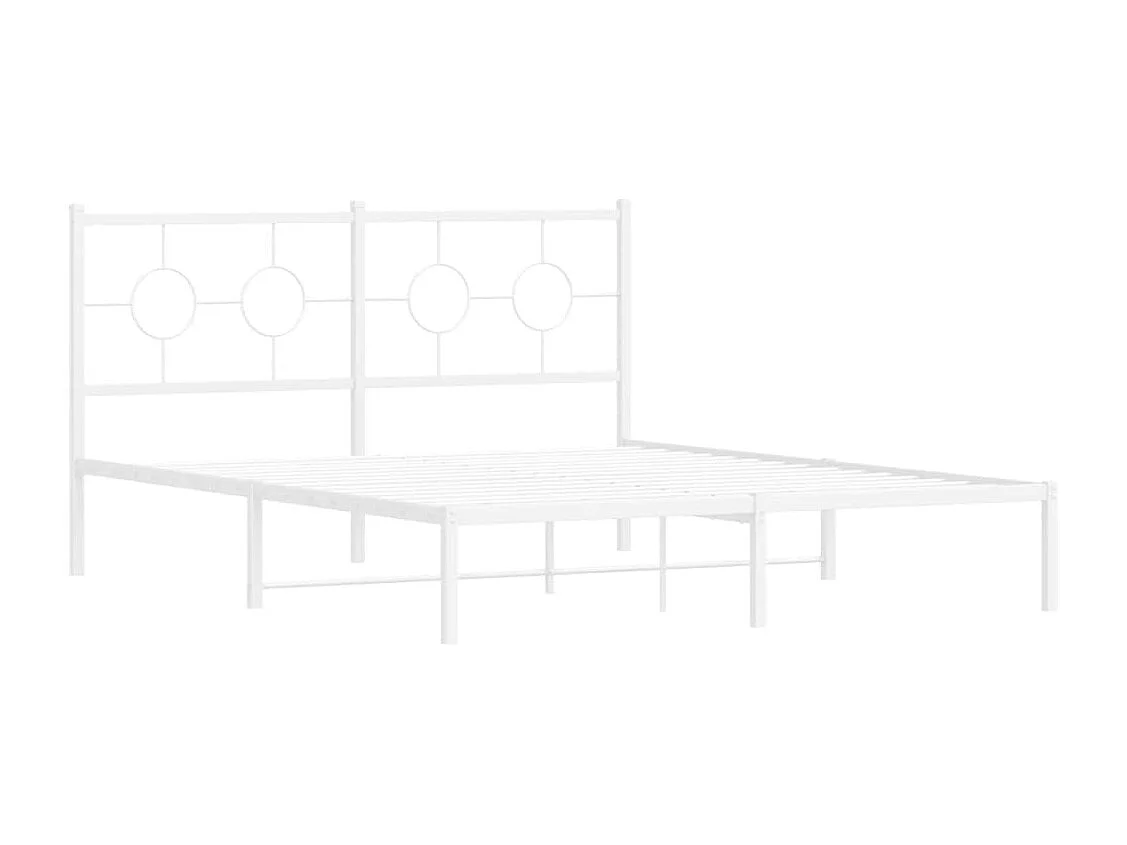 Lit double | Lit adulte | Cadre de lit métal et tête de lit blanc 150x200 cm