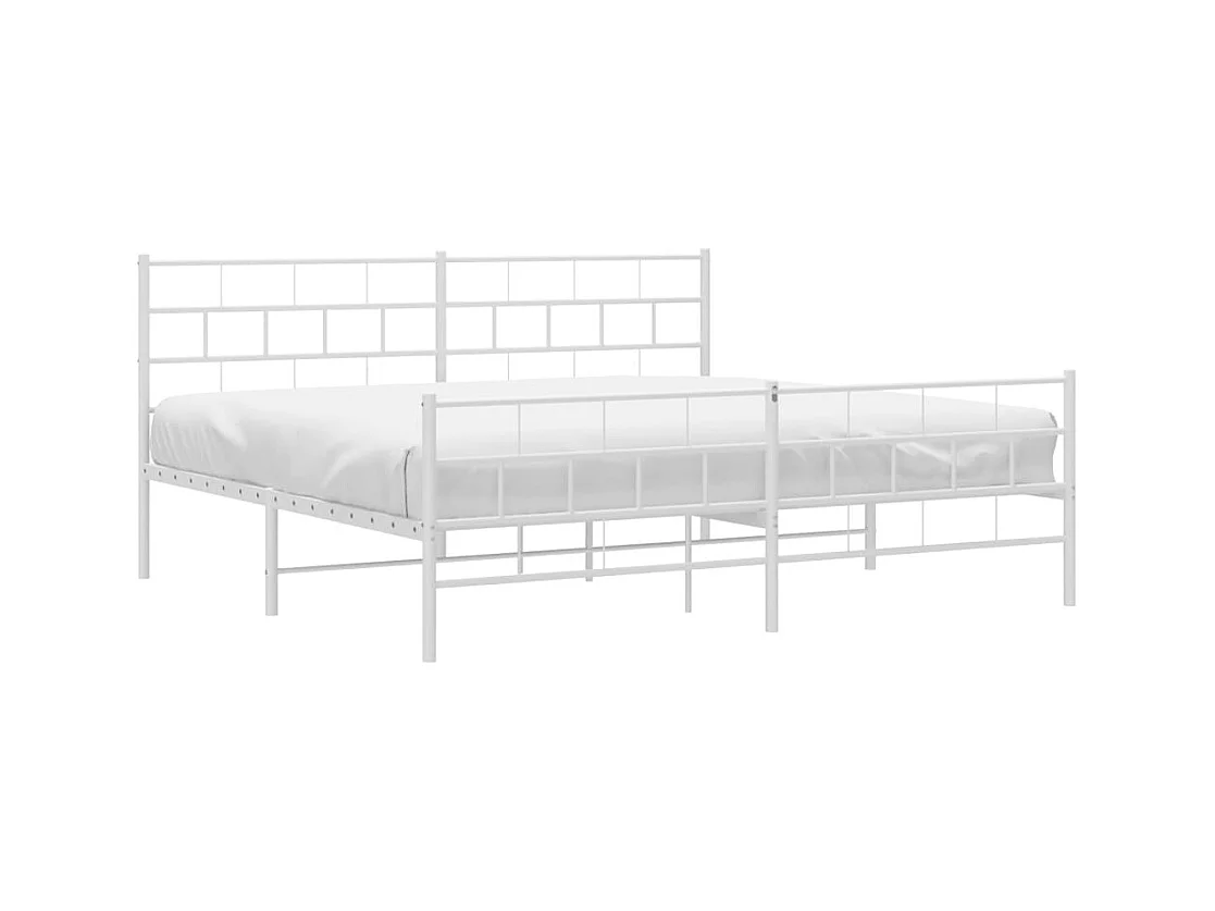 Lit double | Lit adulte | Cadre de lit métal et pied de lit blanc 180x200 cm