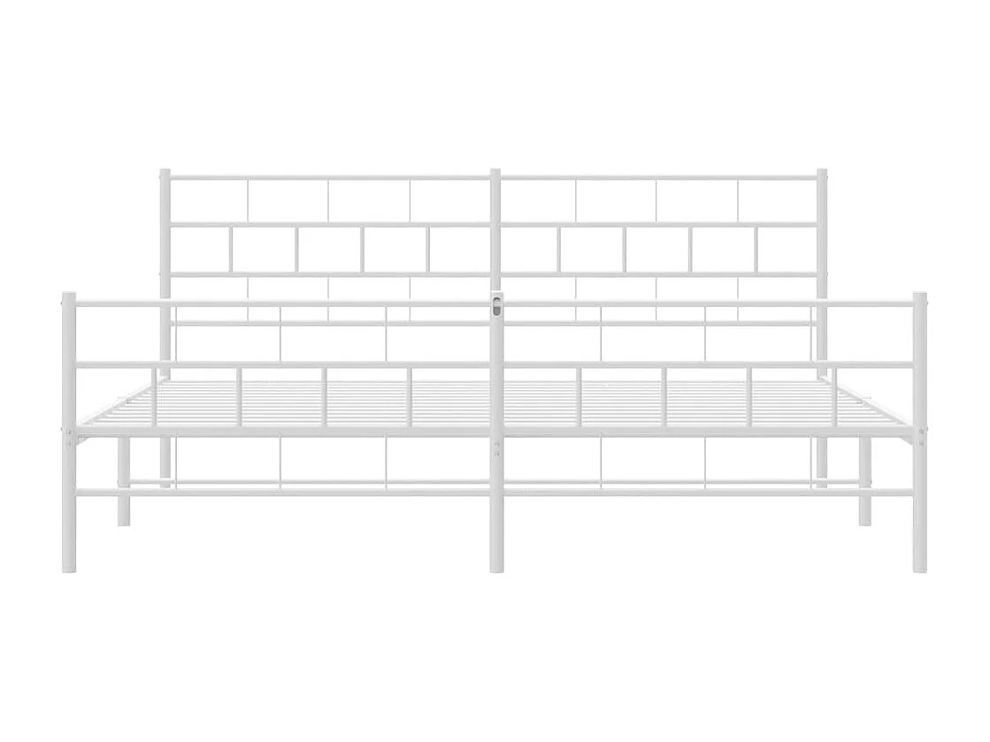 Lit double | Lit adulte | Cadre de lit métal et pied de lit blanc 180x200 cm