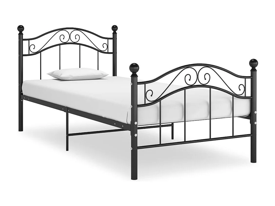 Lit simple | Lit adulte, enfant | Cadre de lit noir métal 90x200 cm
