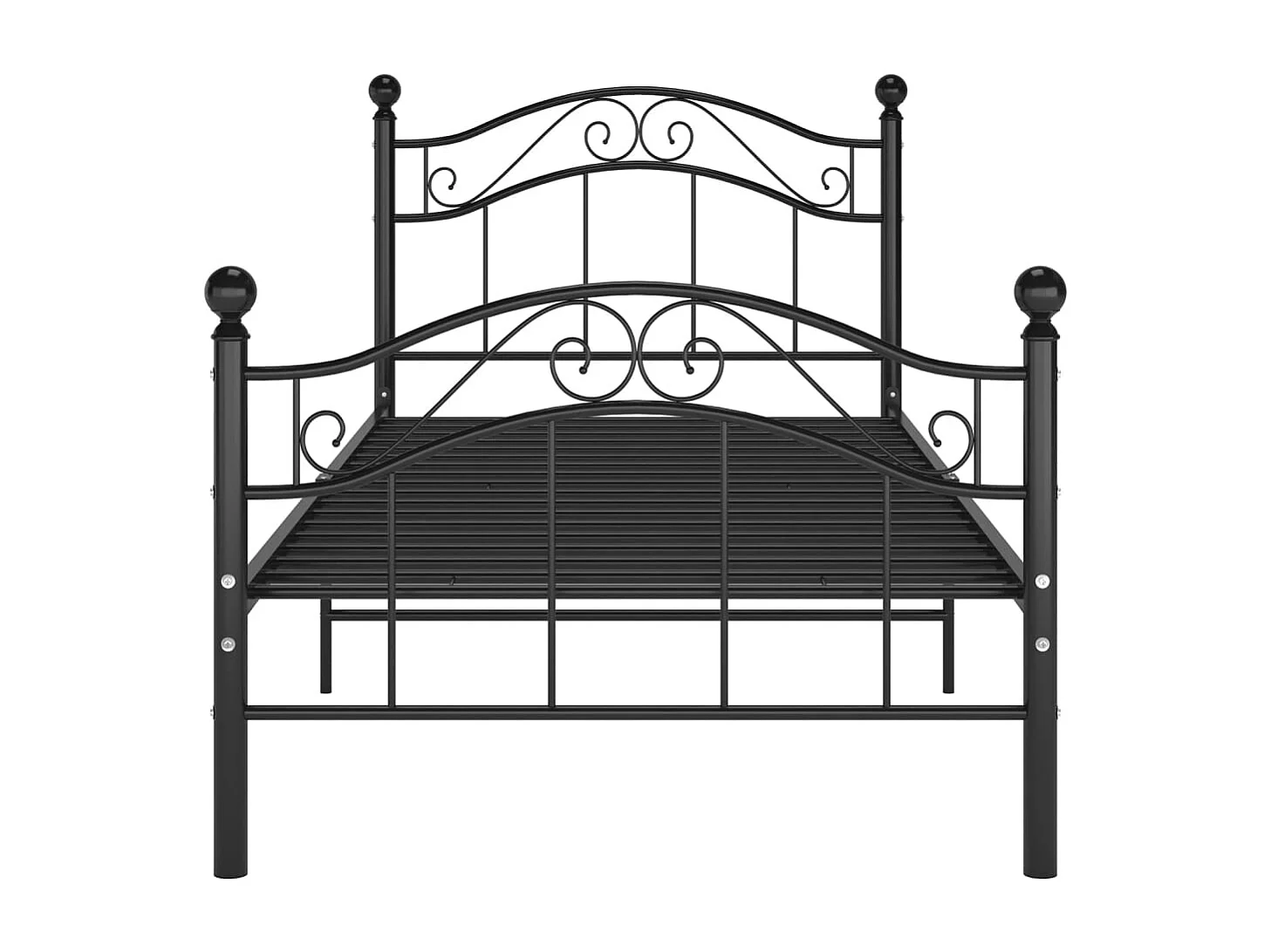 Lit simple | Lit adulte, enfant | Cadre de lit noir métal 90x200 cm