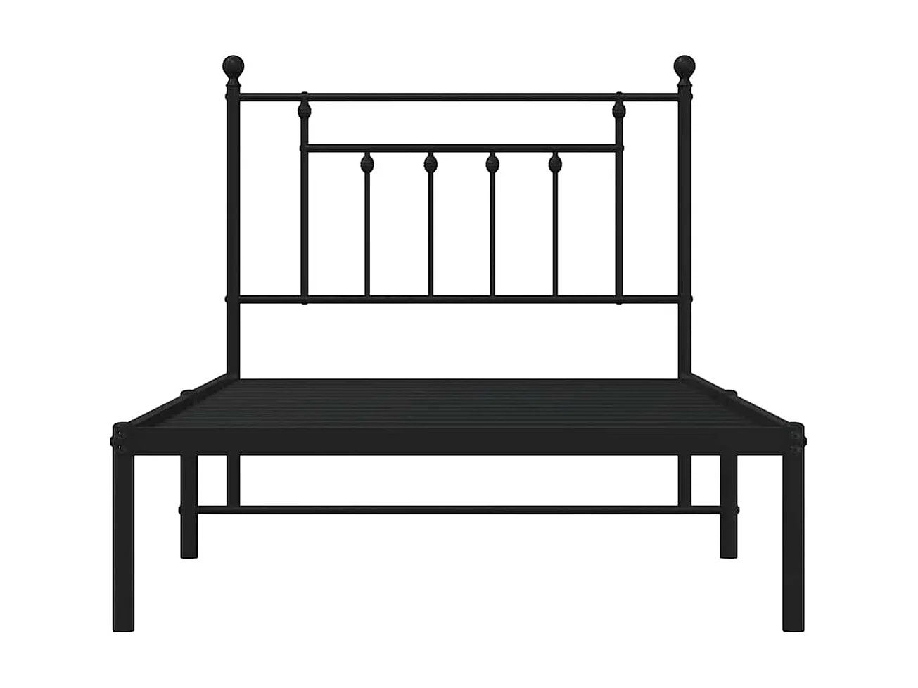 Lit simple | Lit adulte, enfant | Cadre de lit métal avec tête de lit noir 100x190cm