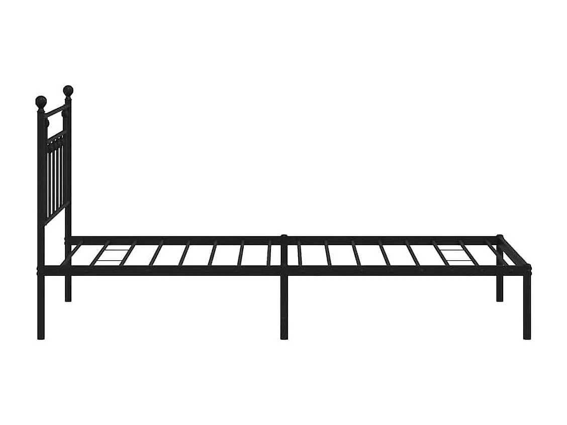 Lit simple | Lit adulte, enfant | Cadre de lit métal avec tête de lit noir 100x190cm