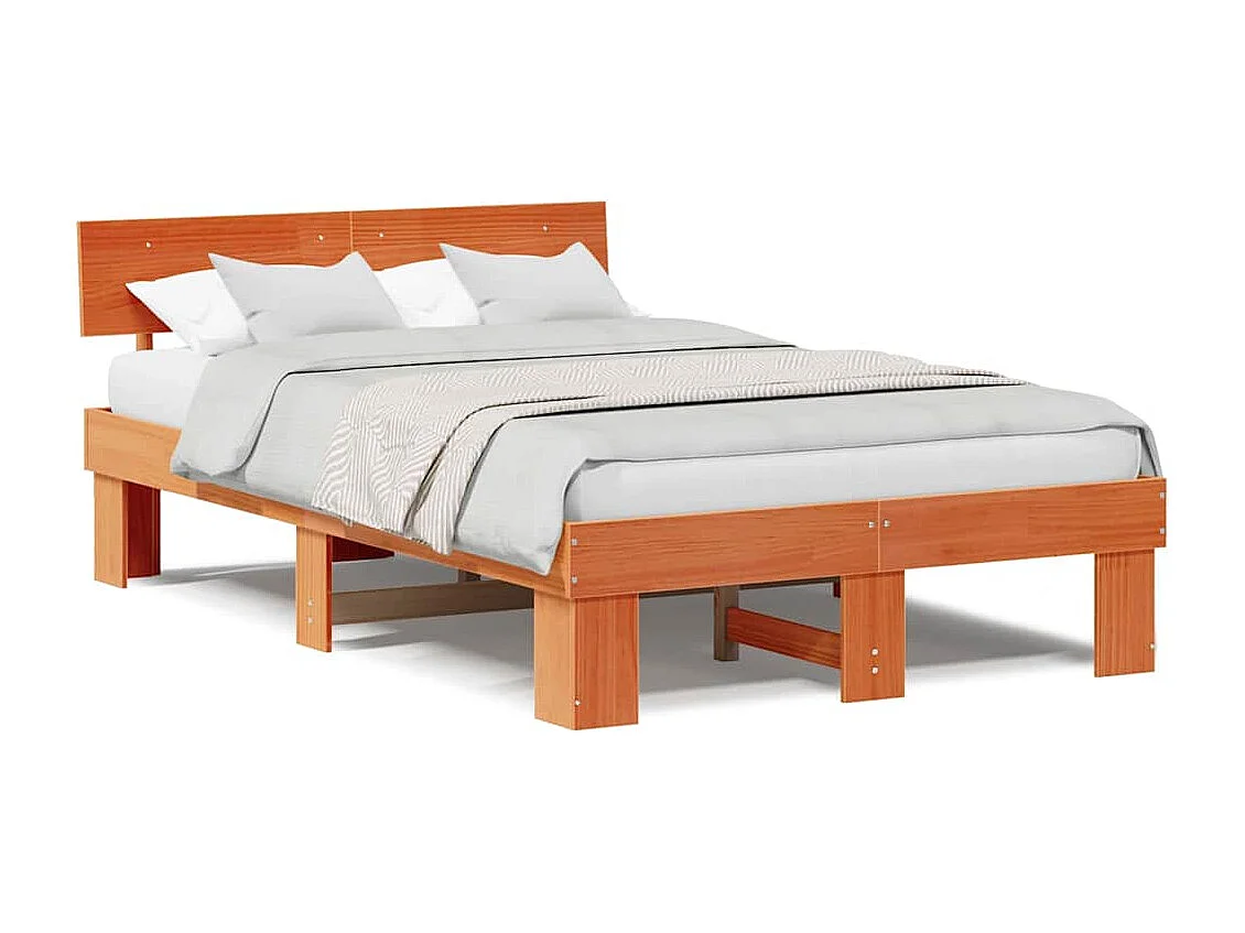 Lit simple | Lit adulte, enfant | Cadre de lit Marron cire 120x200 cm Bois massif en pin