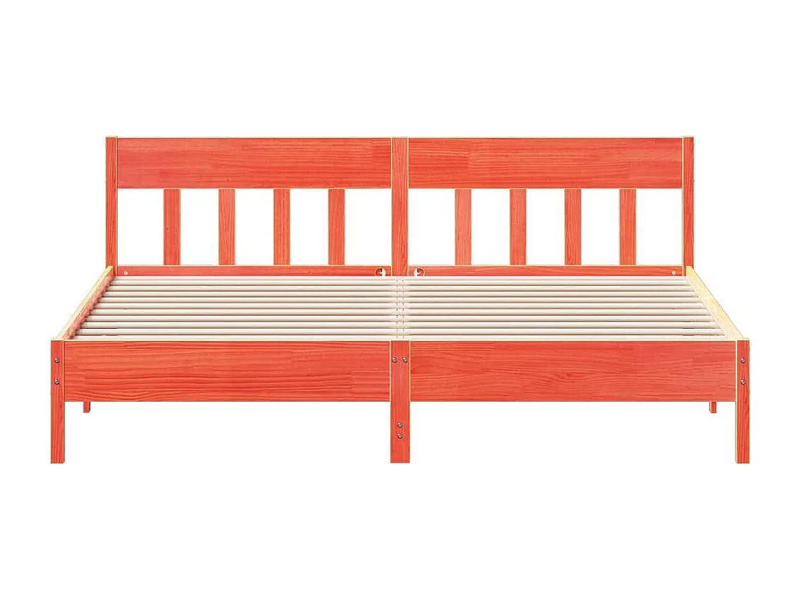 Lit double | Lit adulte | Cadre de lit cire marron 200x200cm bois pin massif