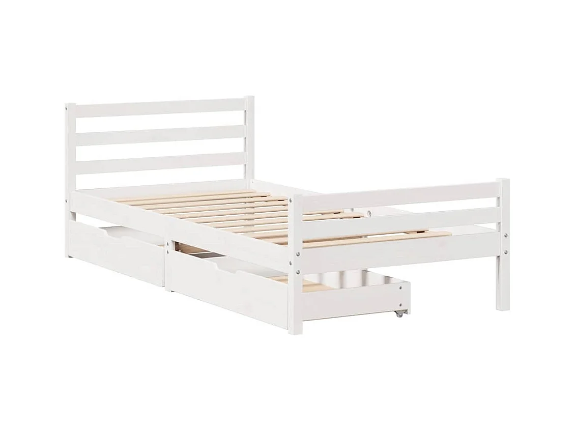 Letto per adulti | Letto singolo | Giroletto senza Materasso Bianco 100x200 cm Legno Massello Pino