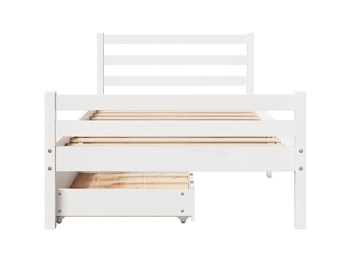 Letto per adulti | Letto singolo | Giroletto senza Materasso Bianco 100x200 cm Legno Massello Pino