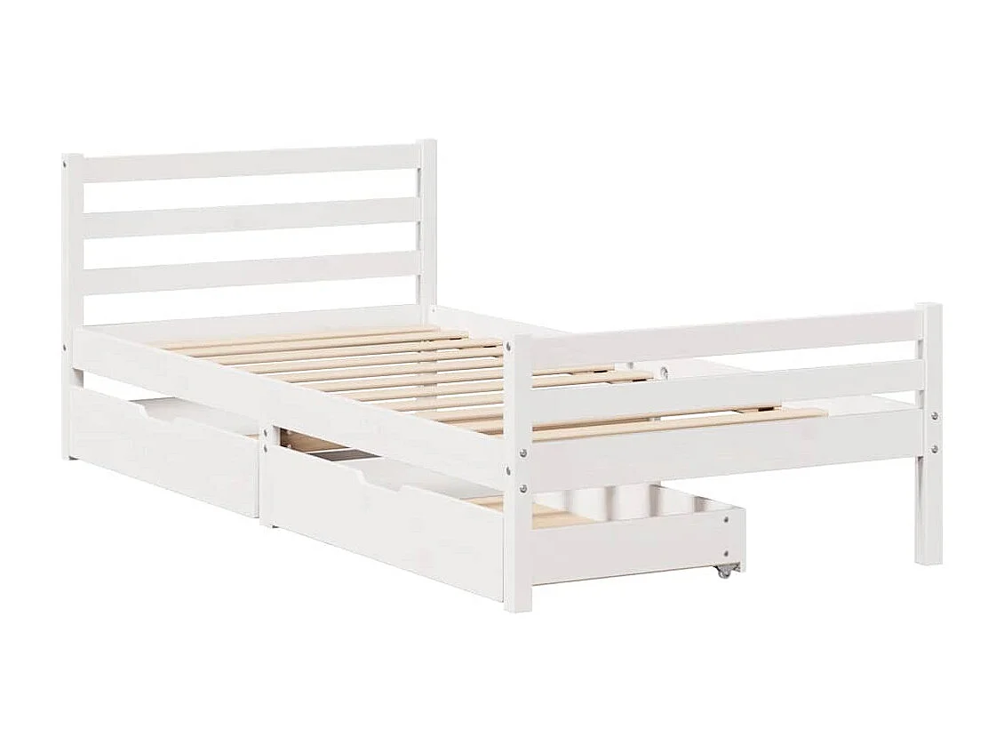 Lit simple | Lit adulte, enfant | Cadre de lit blanc 100x200 cm bois de pin massif