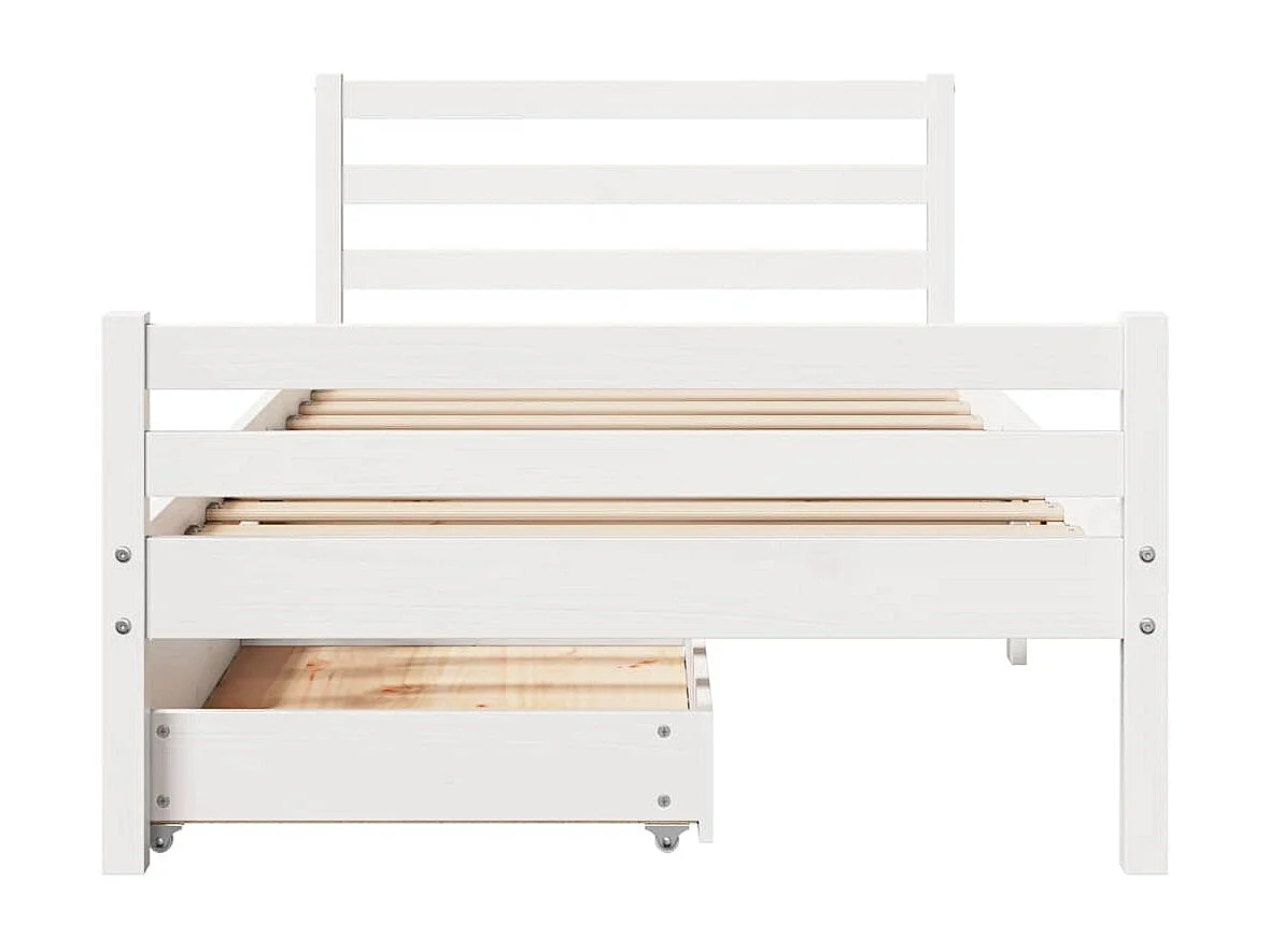 Lit simple | Lit adulte, enfant | Cadre de lit blanc 100x200 cm bois de pin massif