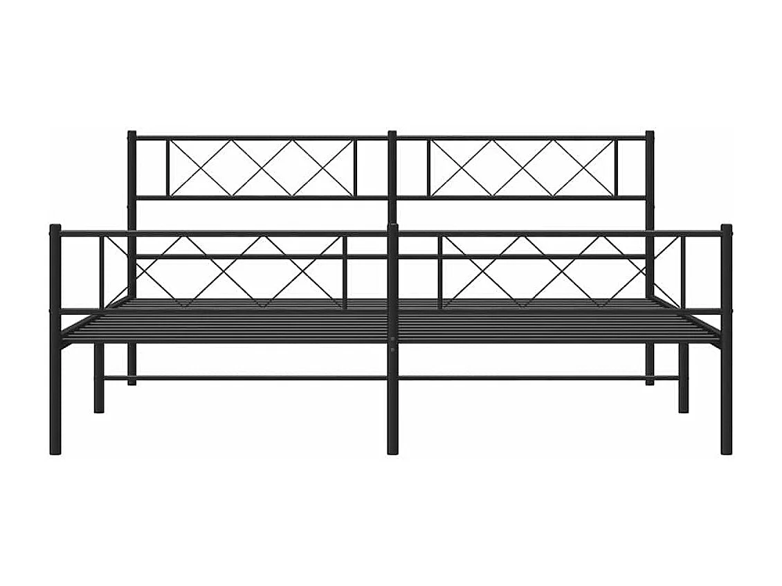 Lit double | Lit adulte | Cadre de lit métal avec pied de lit noir 183x213cm