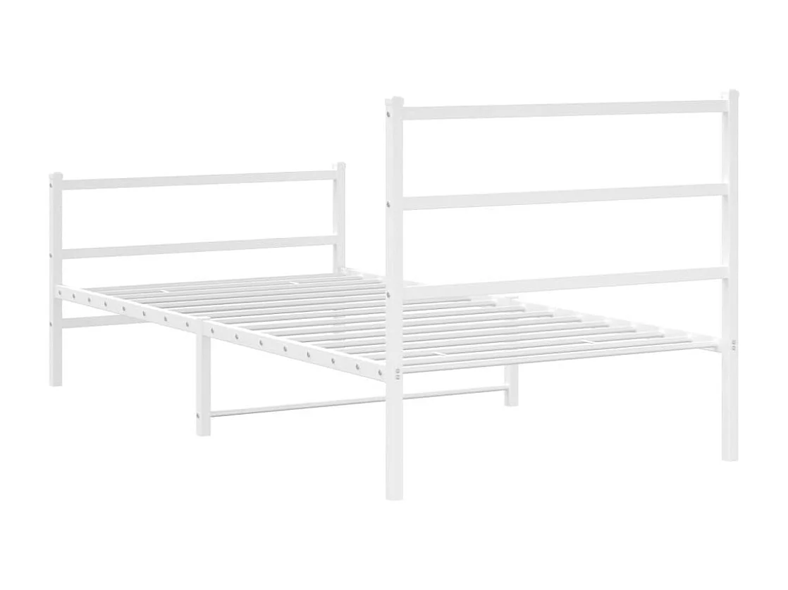 Lit simple | Lit adulte, enfant | Cadre de lit métal et pied de lit blanc 107x203 cm