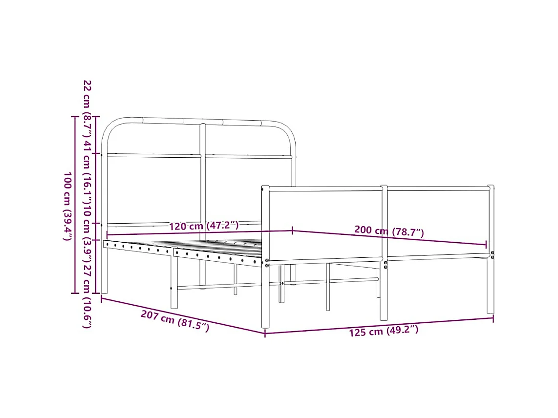 Letto per adulti | Letto singolo | Giroletto senza Materasso Rovere Marrone 120x200 cm Truciolato