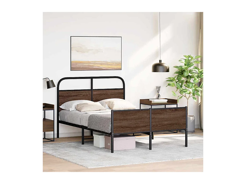 Letto per adulti | Letto singolo | Giroletto senza Materasso Rovere Marrone 120x200 cm Truciolato