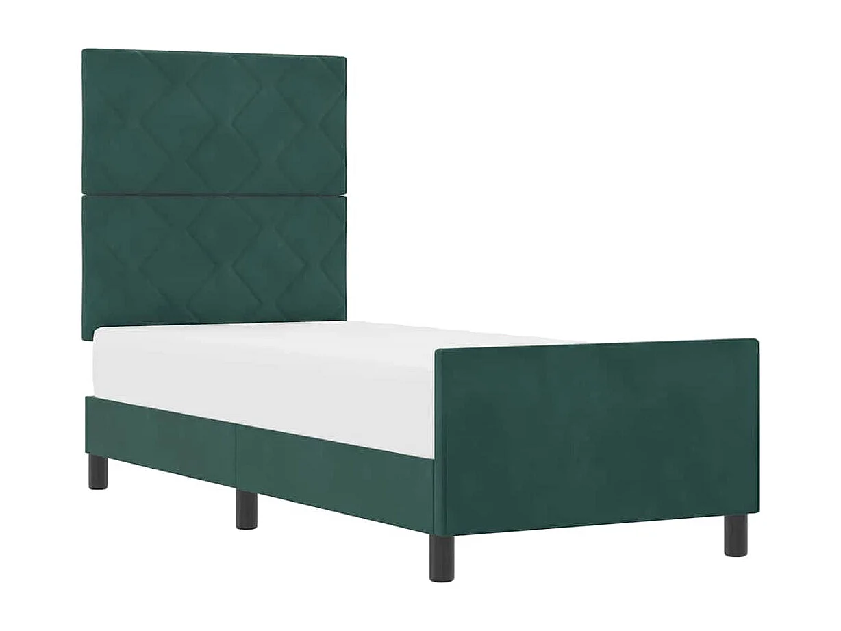 Lit simple | Lit adulte, enfant | Cadre de lit avec tête de lit Vert foncé 80x200 cm Velours