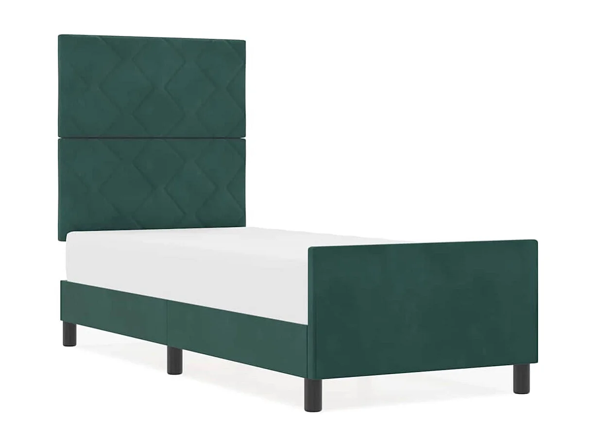 Lit simple | Lit adulte, enfant | Cadre de lit avec tête de lit Vert foncé 80x200 cm Velours