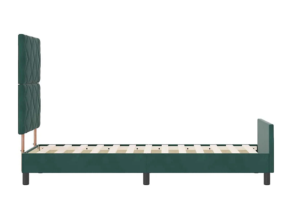 Lit simple | Lit adulte, enfant | Cadre de lit avec tête de lit Vert foncé 80x200 cm Velours