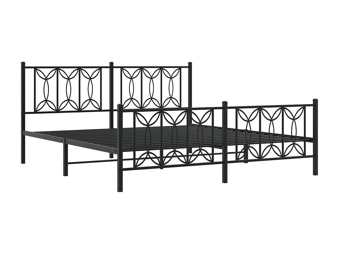Lit double | Lit adulte | Cadre de lit métal avec pied de lit noir 183x213cm