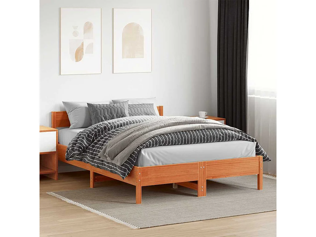 Lit simple | Lit adulte, enfant | Cadre de lit cire marron 120x200cm bois pin massif