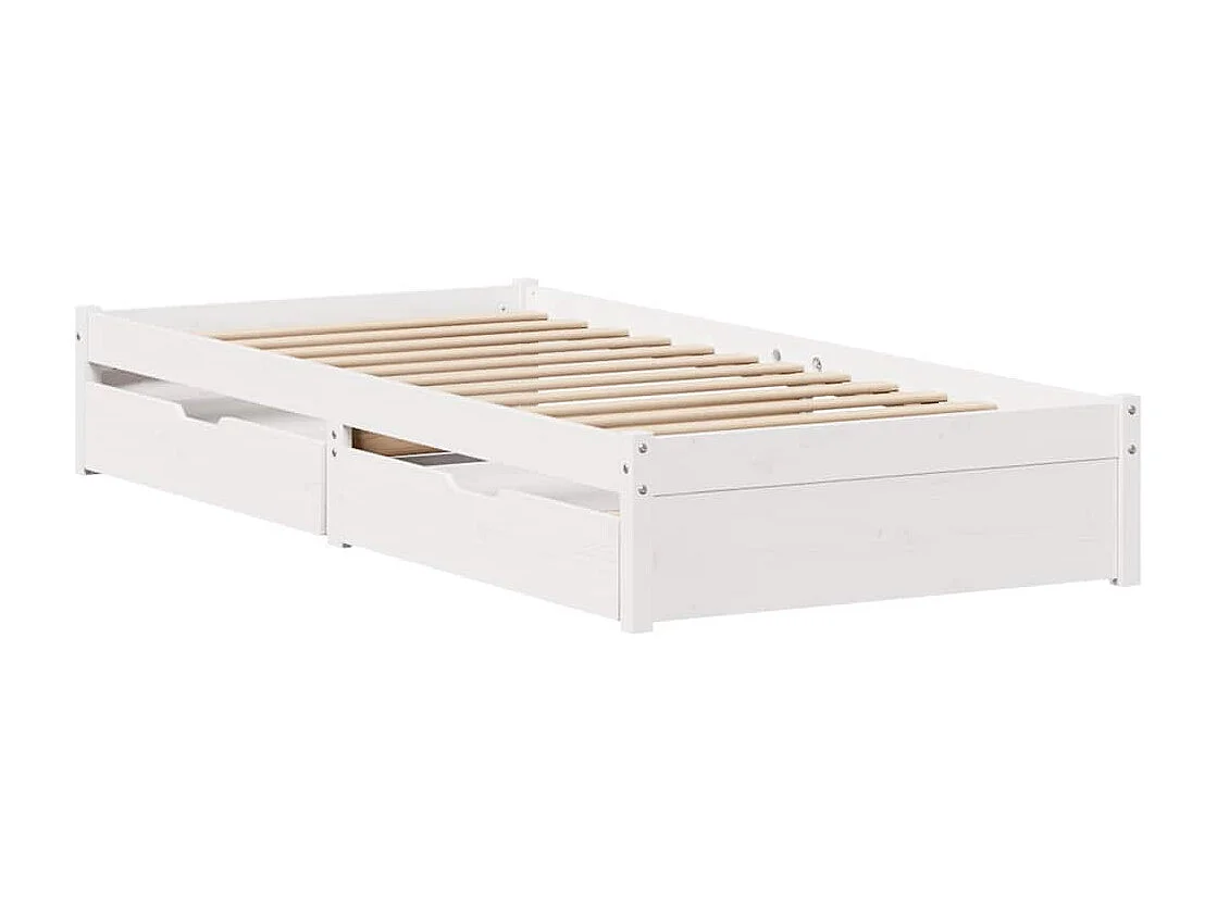 Lit simple | Lit adulte, enfant | Cadre de lit blanc 90x190 cm bois de pin massif