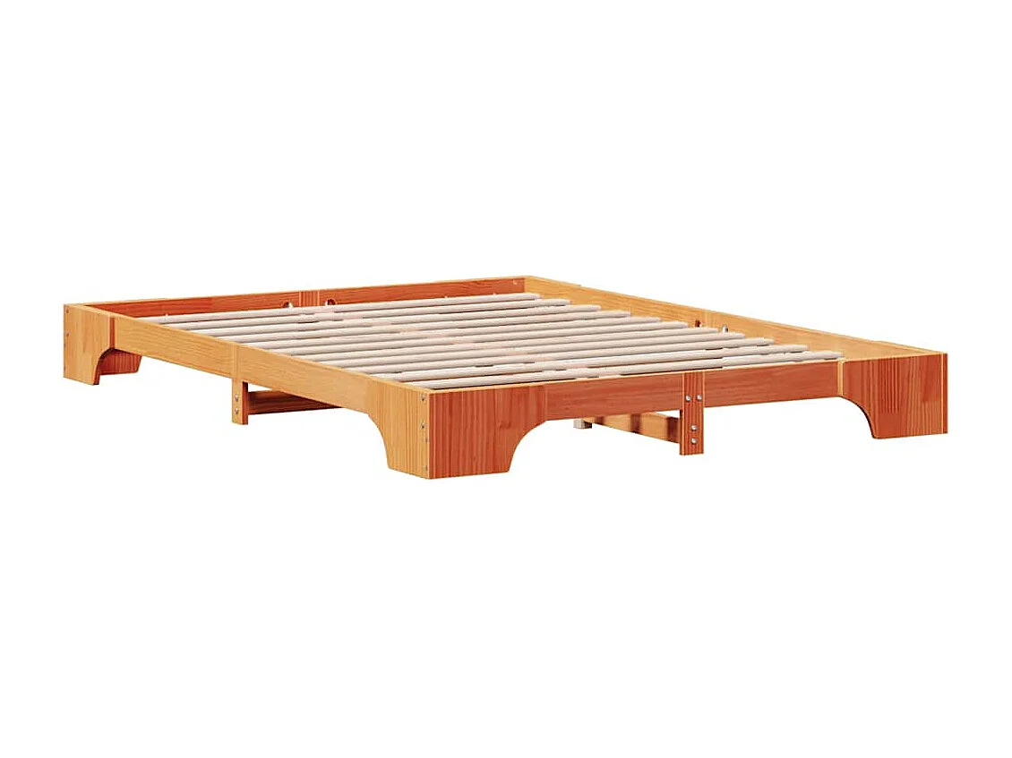 Lit double | Lit adulte | Cadre de lit ciré marron 160x200 cm en bois de pin massif