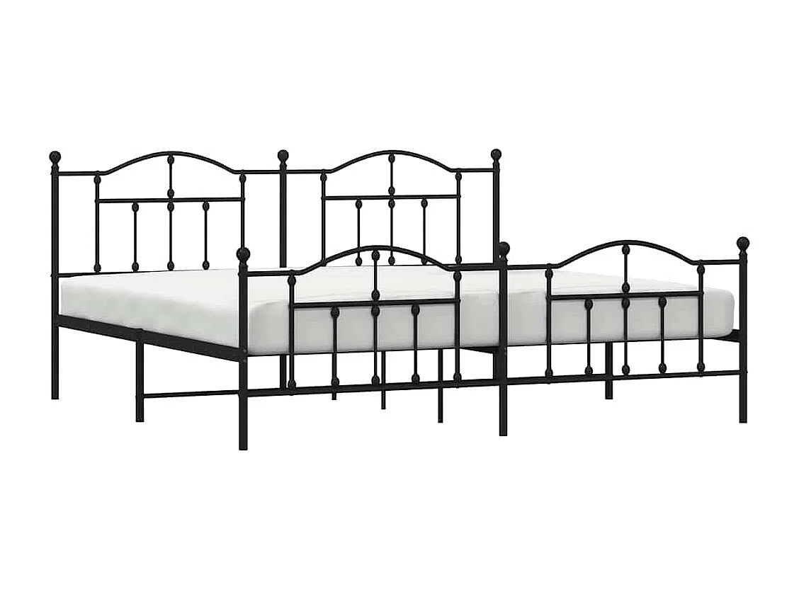 Lit double | Lit adulte | Cadre de lit métal avec pied de lit noir 193x203cm
