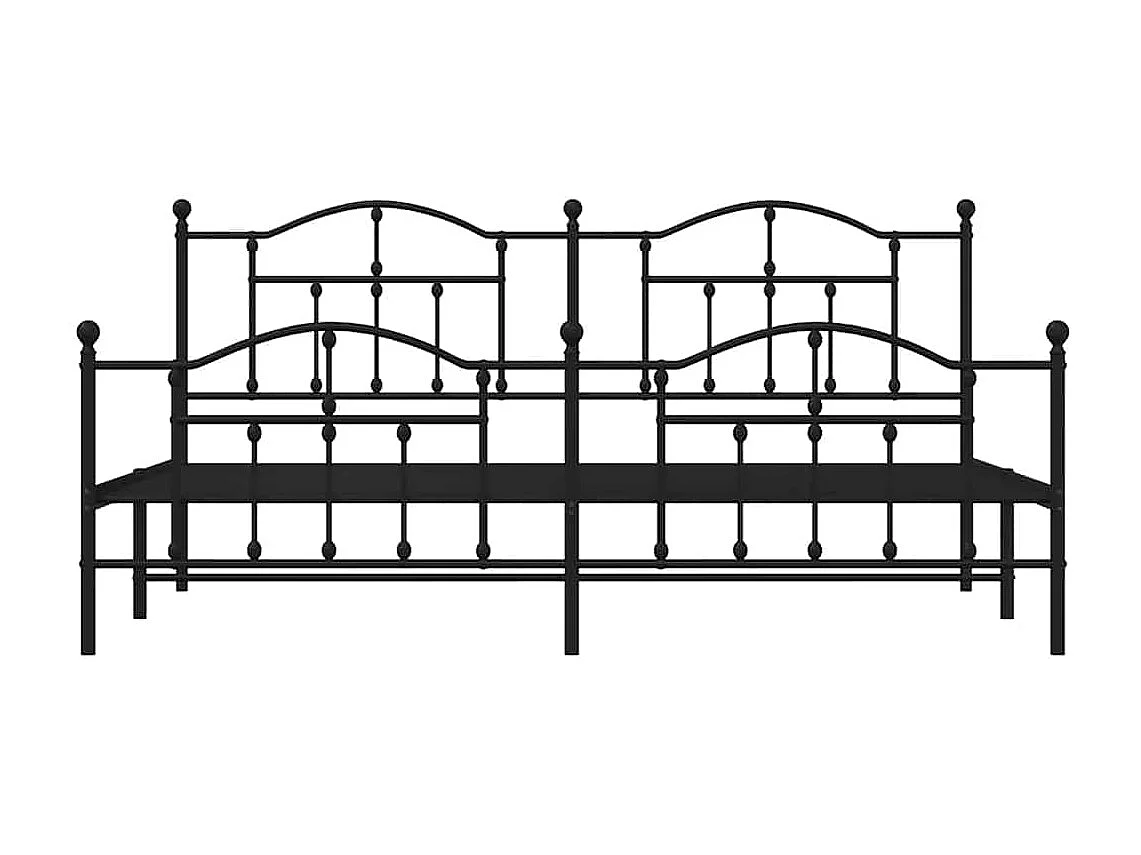Lit double | Lit adulte | Cadre de lit métal avec pied de lit noir 193x203cm