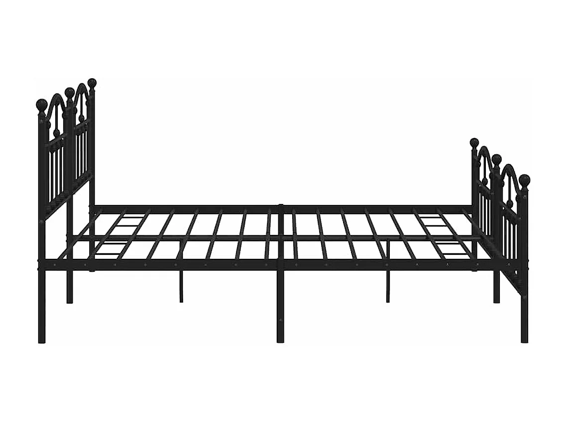Lit double | Lit adulte | Cadre de lit métal avec pied de lit noir 193x203cm