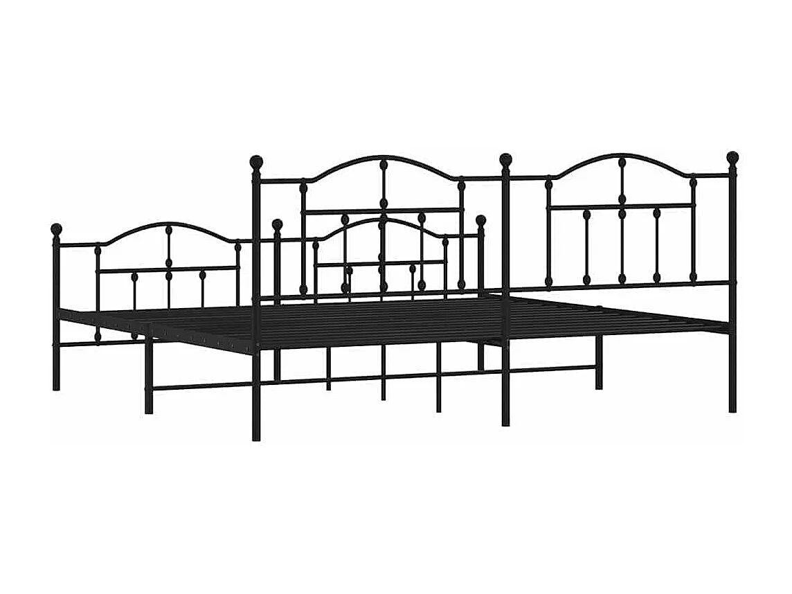 Lit double | Lit adulte | Cadre de lit métal avec pied de lit noir 193x203cm