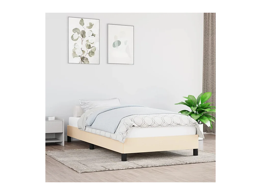 Lit simple | Lit adulte, enfant | Cadre de lit crème 90x190 cm tissu